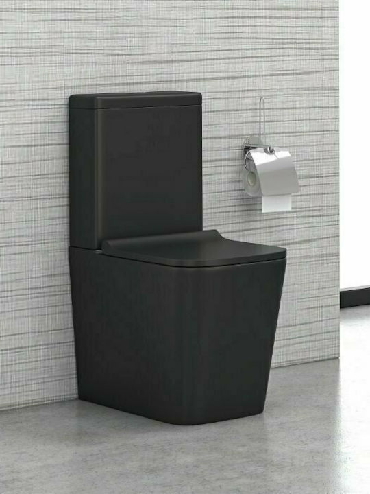 Karag IOS BTW Stehende Toilette Randlos mit Spülung mit Schlank Deckel Sanftes Schließen Schwarz Karag IOS BTW Stehende Toilette Randlos mit Spülung mit Schlank Deckel Sanftes Schließen Schwarz
