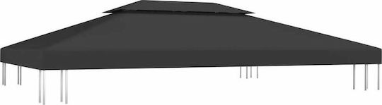 vidaXL Gazebo Cover 2 Levels 310gr/m² Black with PVC Coating 3x4m