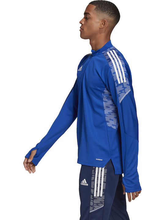 Adidas Condivo 21 Herren Langarm-Pullover Ausschnitt mit Reißverschluss Blau