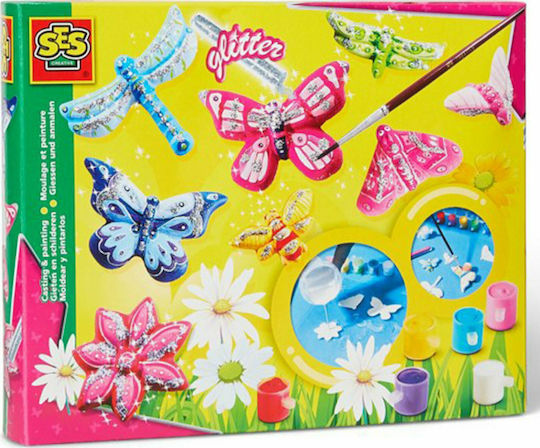 Ses Creative Παιχνίδι Κατασκευών Πλαστικό Butterfly Glitter Casting and Painting Set για Παιδιά 5+ Ετών