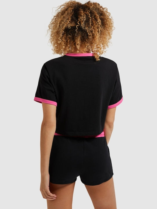 Filide Women's Athletic Crop Top Short Sleeve Black