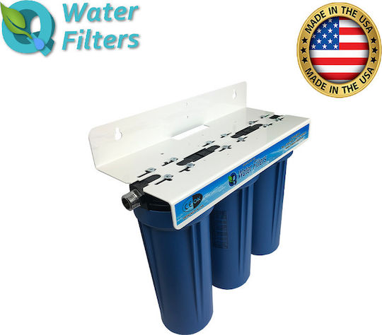 USA Tech UC3-10" Water Filtration System Triple Under Sink / Central Supply with Replacement Filter