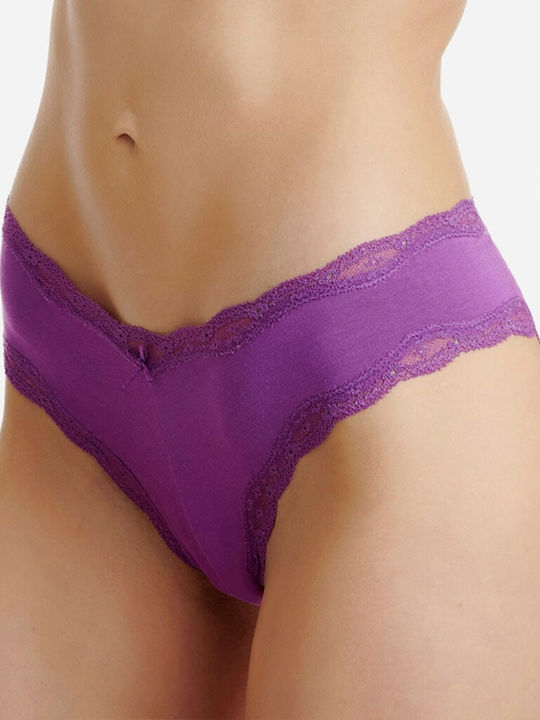 Bamboo Damen Slip 2Pack mit Spitze Purple/Blue Raf