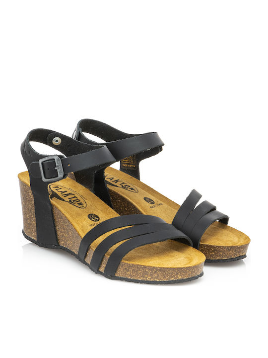 Anatomic Women's Leather Ankle Strap Platforms Black