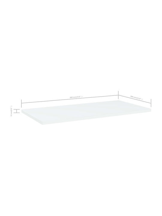 vidaXL Rectangular Bookcase Shelf made of Particleboard in White Color 60x30x1.5cm 805234 4pcs