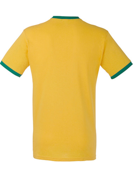 Fruit of the Loom Valueweight Ringer T Bărbătesc Floarea-soarelui/Verde Kelly
