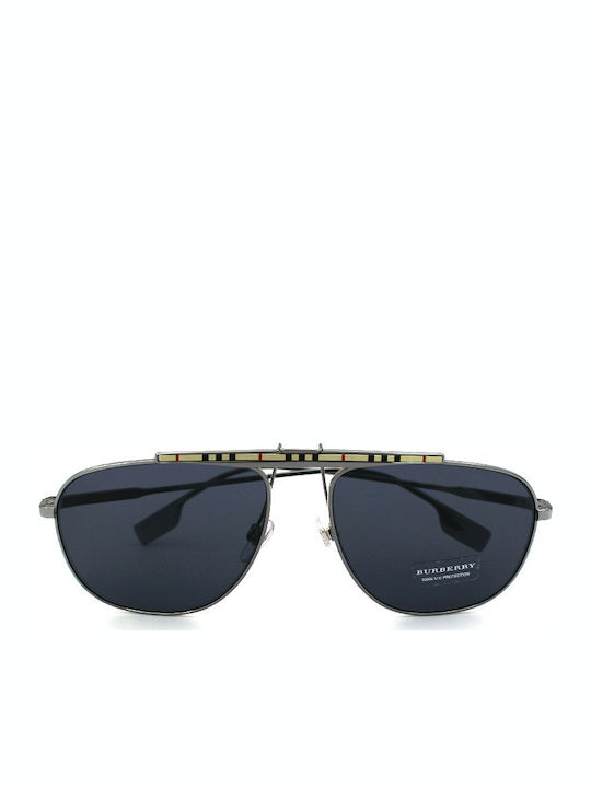 Burberry Men's Sunglasses with Silver Metallic Frame and Grey Lenses BE 3121 100387