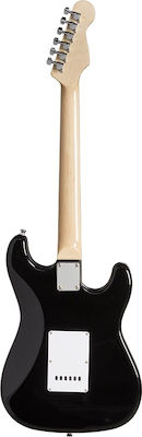 Soundsation Left-Handed Electric Guitar Rider Standard S with SSS Pickups Layout, Tremolo, Rosewood Fretboard in Black