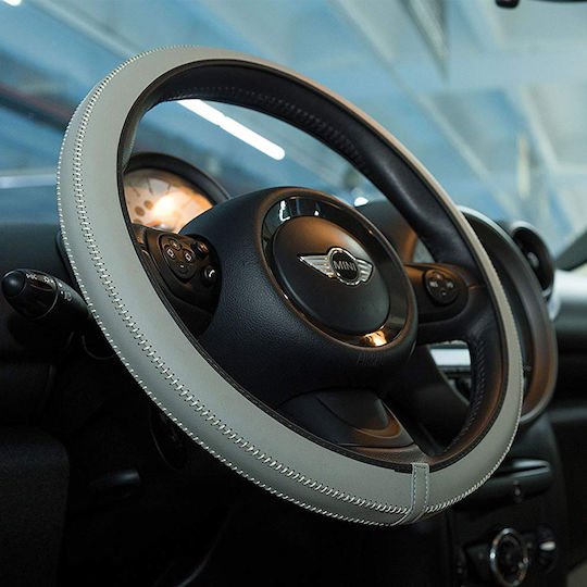 Car+ Car Steering Wheel Cover Artisan with Diameter 37-39cm made of Leatherette Gray