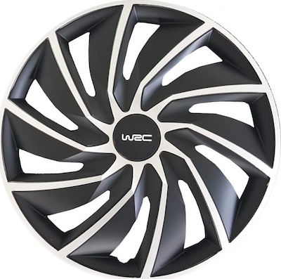 WRC Car Hubcap Set Bicolor 14" 4pcs Black