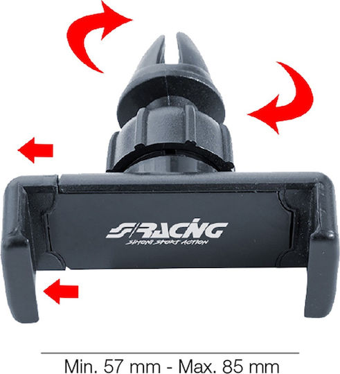 Simoni Racing Phone Holder Βάση Κινητού & Tablet Αυτοκινήτου με Ρυθμιζόμενα Άγκιστρα Μαύρη