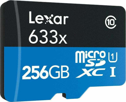 Lexar High-Performance 633x microSDXC 256GB U3 V30 A1 UHS-I 100MB/s With Adapter