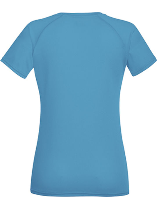 Fruit of the Loom Performance T Γυναικείο Διαφημιστικό T-shirt Κοντομάνικο Azure Blue