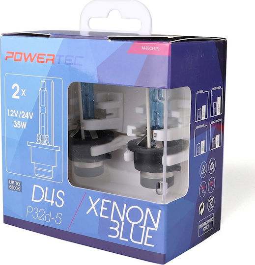 M-Tech Лампи Автомобила & Мотоциклета Powertec Xenon Blue D4S Ксенон 6500К Хладно бяло 12V 35W 2бр