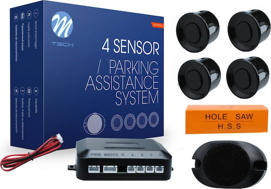 M-Tech Sistem de Parcare Auto cu Buzzer și 4 Senzori în Culoare Negru