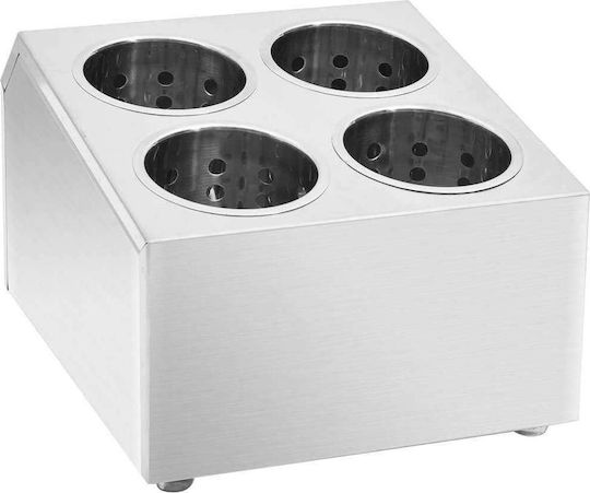 vidaXL Stainless Steel Utensil Holder 26.5x20cm 4 Positions