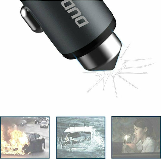 Dudao R5 Автомобилно Зарядно Устройство 2.4A с Портове: 2xUSB-A Сив Цвят