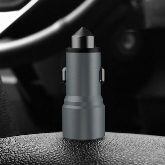 Dudao R5 Автомобилно Зарядно Устройство 2.4A с Портове: 2xUSB-A Сив Цвят