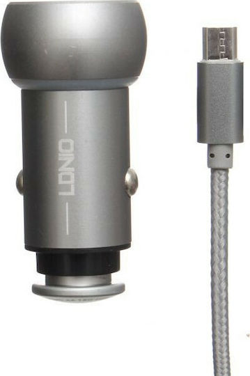 Ldnio C401 Auto-Ladegerät 3.6A mit Anschlüssen: 2xUSB mit Kabel Mikro-USB Gray Farbe