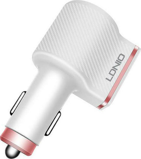Ldnio Car Charger 4.2A with Ports 3xUSB-A 1xLighter White Color