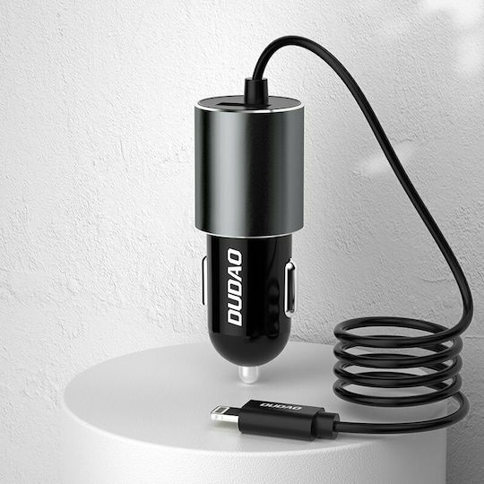 Dudao Încărcător Auto 17W 3.4A cu Porturi: 1xUSB 1xBrichetă împreună cu Cablu Micro-USB / Integrat Negru Culoare