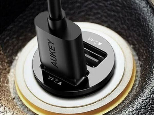 Aukey CC-S1 Car Charger 24W 4.8A with Ports: 2xUSB Black Color