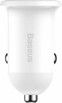 Baseus Φορτιστής Αυτοκινήτου Λευκός Grain Pro Συνολικής Έντασης 3.1A με Θύρες: 2xUSB