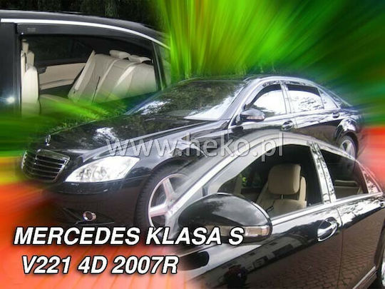 Heko Set of Windbreakers Front and Rear Car Dark Fime for Mercedes-Benz S 4pcs