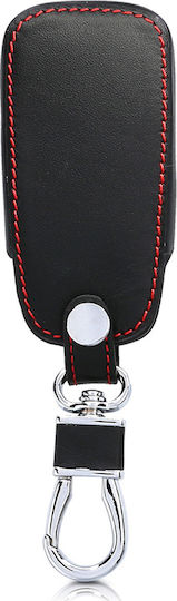 Leatherette Car Key Cover Case with 3 Buttons for Audi Black