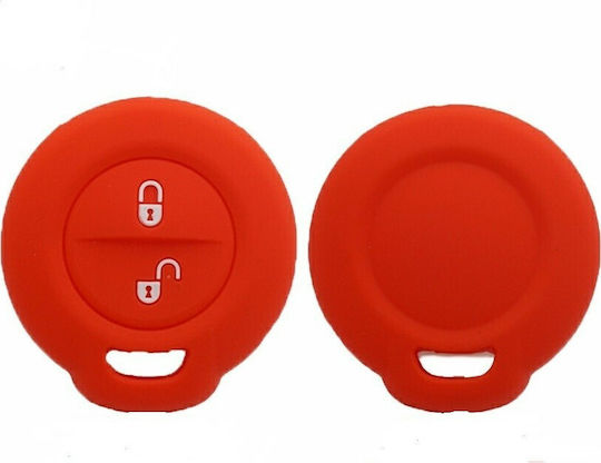 Silicone Car Key Cover Case with 2 Buttons for Mitsubishi / Smart Red