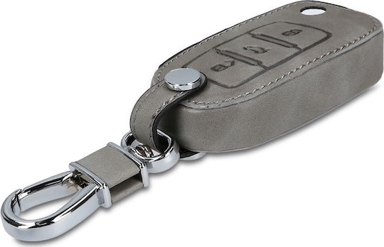 Leatherette Car Key Cover Case with 3 Buttons for Seat / Skoda / VW Gray