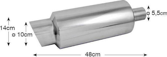 Autoline Exhaust End Universal Single Inox 14x48cm