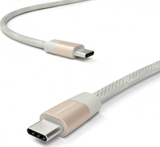 Vonmählen Braided Retractable USB 2.0 Cable USB-C Male - USB-C Rose Gold 1m
