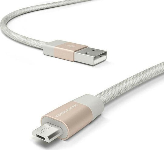 Vonmählen The Luxury Cable 1m Braided / Retractable USB 2.0 to micro USB Cable White (E070P0006)
