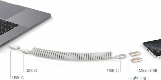 Vonmählen Allroundo Spiral USB to Lightning / Type-C / micro USB 1.2m 2A Cable Rose Gold (R014P0005)