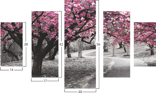 HomeMarkt Tree Fivefold Painting on Canvas 56x82cm
