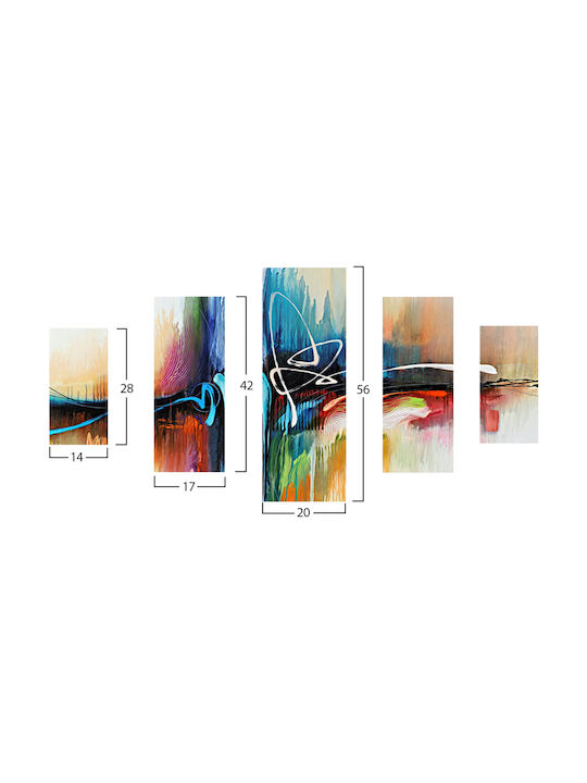 HomeMarkt Abstract Πεντάπτυχος Πίνακας Ξύλινος 56x92cm