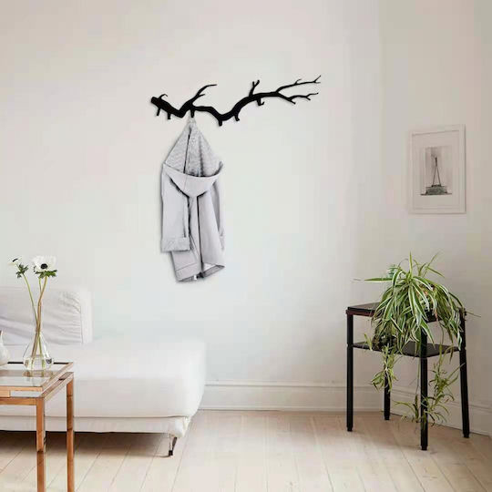 HomeMarkt Metal Wall Hanger with 6 Slots Μαύρη 87x1x22cm 1pc