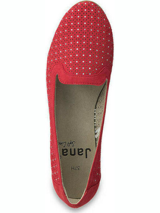 Leather Women's Moccasins in Red Color