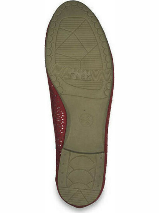 Leather Women's Moccasins in Red Color