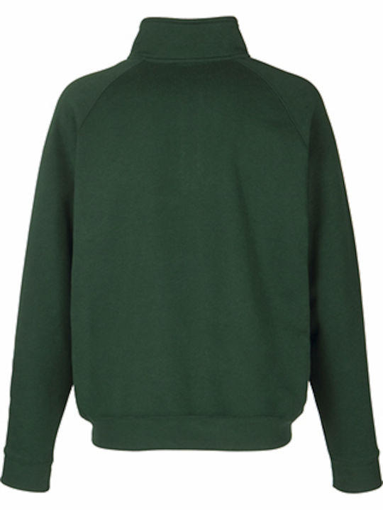 Fruit of the Loom Classic Zip Neck Ανδρική Διαφημιστική Μπλούζα Bottle Green