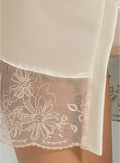 Passion Lotus Peignoir & Thong Set Sexy cu Halat Cream