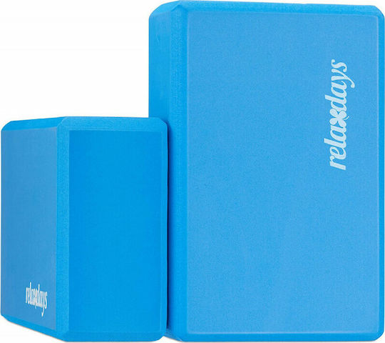 Relaxdays Yogablock Set aus 2 in Blau Farbe