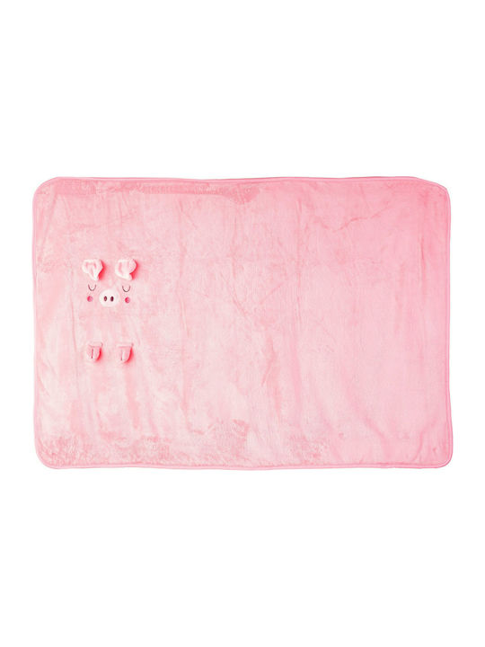 Sass & Belle Одеяло Детски пелени за пелени Pig Флийс Розов 70x105см.
