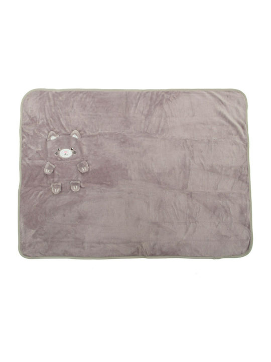 Sass & Belle Одеяло Детски пелени за пелени Kitty Cat Флийс Кафяв с Животно 70x105см.