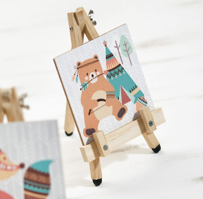 Christening Favor with Easel Αρκουδάκι made of Wood