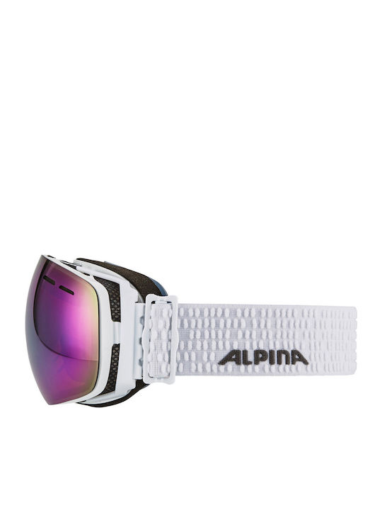 Alpina Granby Ski- und Snowboardbrille für Erwachsene Weiß mit lila verspiegeltem Glas