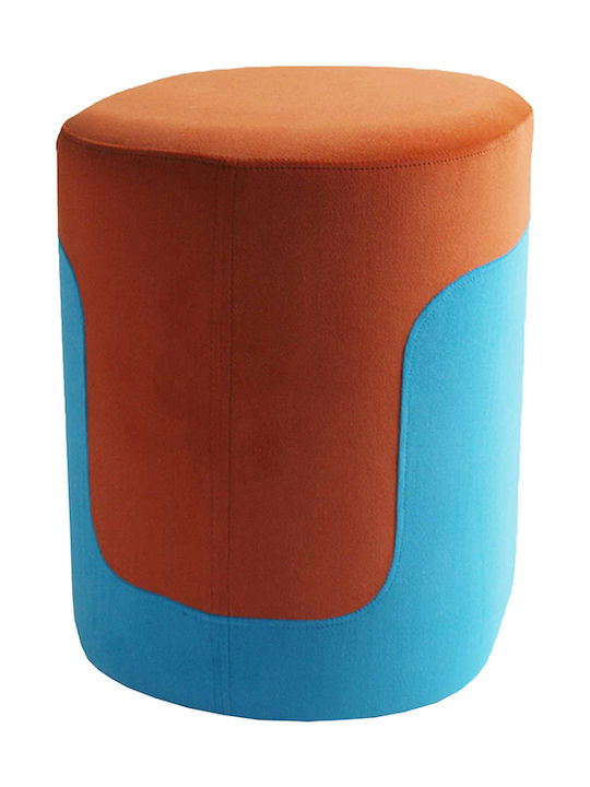 Stool For Living Room Upholstered with Fabric Packman Ceramic Blue 40x36x45cm