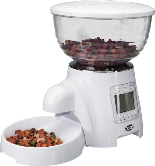 Trixie Automatic Plastic Bowl with Container Food for Dog & Cat 5lt 34cm in White Color