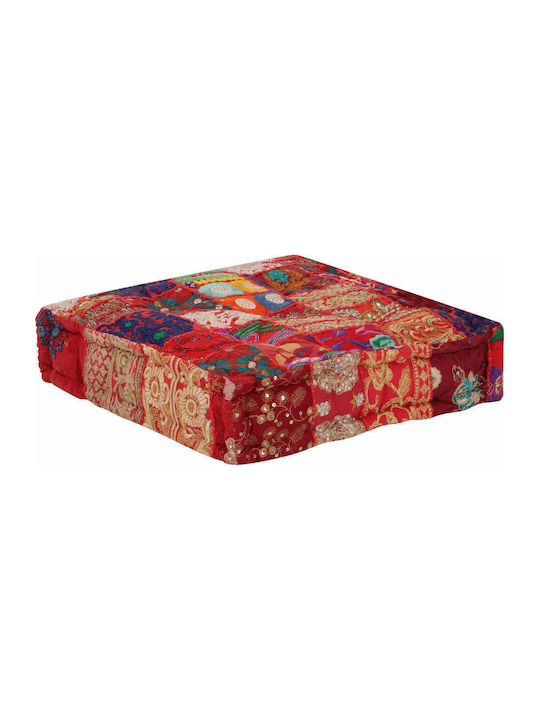 Bean Bag Bolster Poof Patchwork Red 50x50x12cm